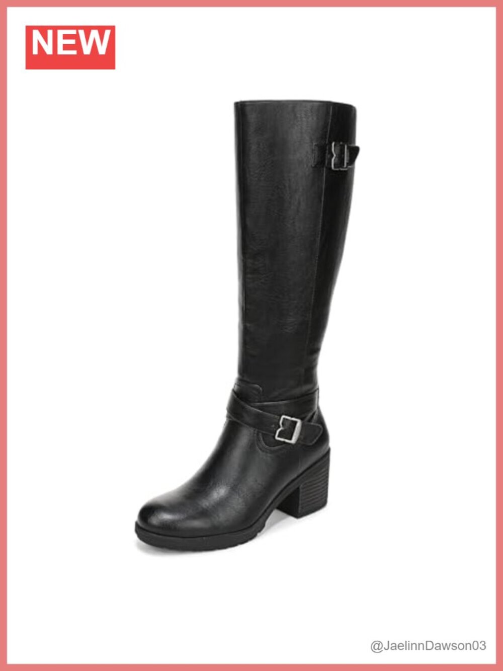 Prairie Zip Tall Boots Faux Leather Knee High Stacked Heel